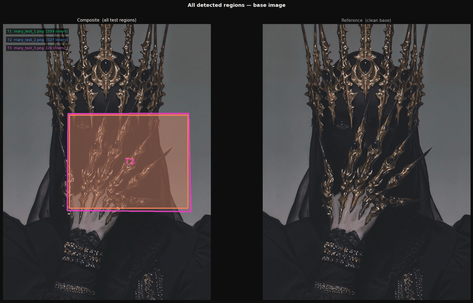 SIFT homography region localization — the v1 starting point