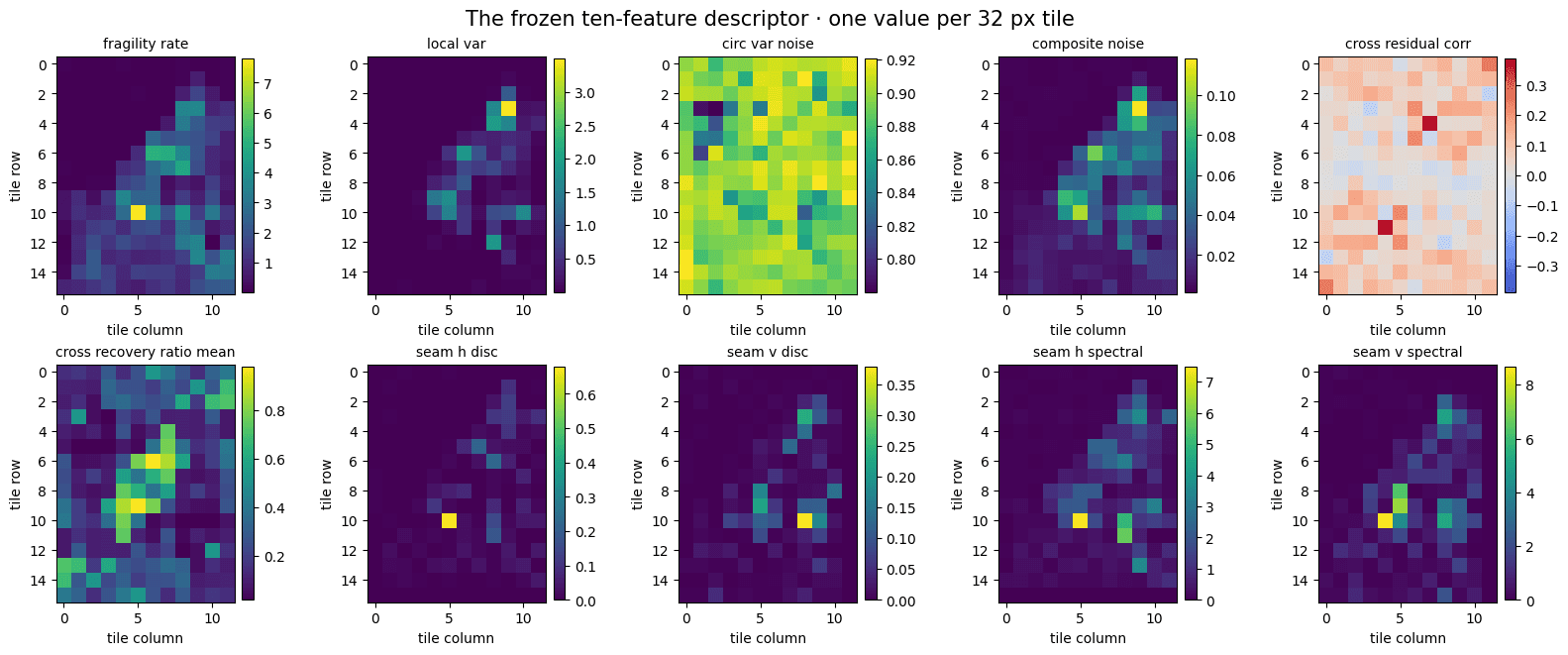 The frozen ten-feature descriptor